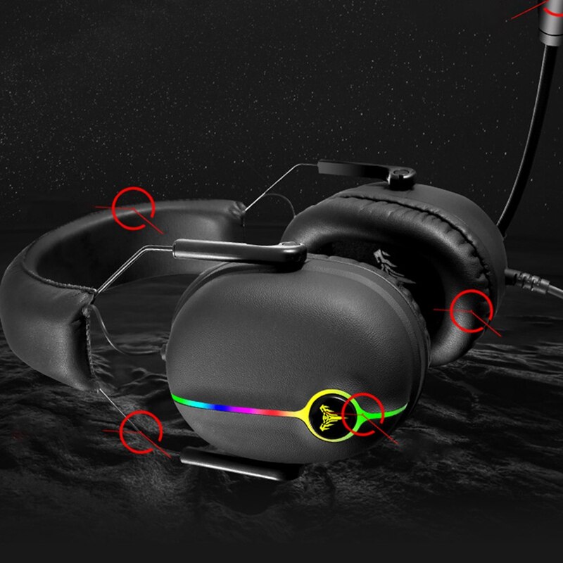 SUTAI V11 Game Headset 7.1 Headset Computer Headset RGB Lamp ENC Noise Reduction Headset 6 Speakers