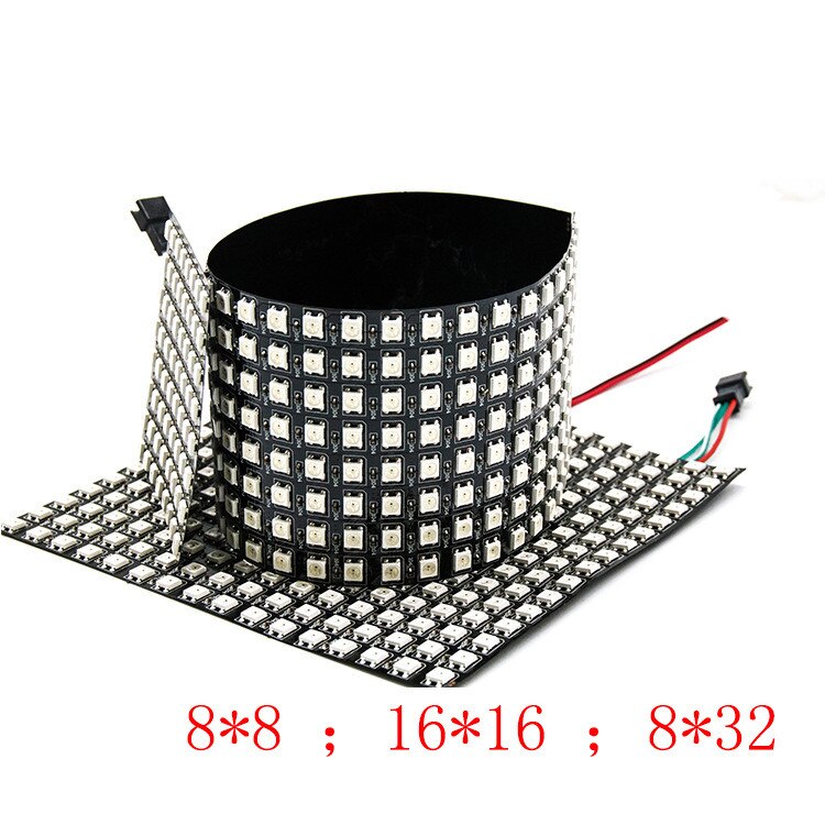 ws2812b rgb individually addressable flexible digital led panel strip light ws2812 8x8 16x16 8x32 dc5v module matrix screen