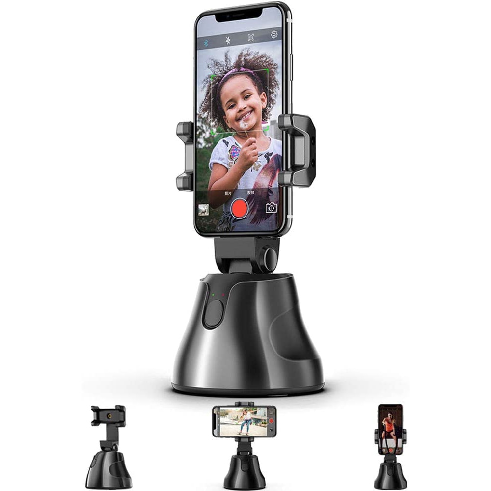Selfie stick, hugorm 360 ° rotation automatisk ansigt og objekt sporing smart skyde kamera telefon mount, cature 360 ° kamera mænd selfie mount
