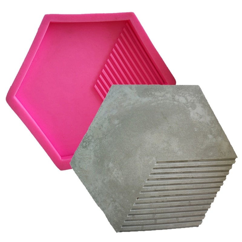 Hexagon Geometric Concrete Tray Wall Tile Brick Silicone Mold Background Decoration DIY Cement Plaster Mould