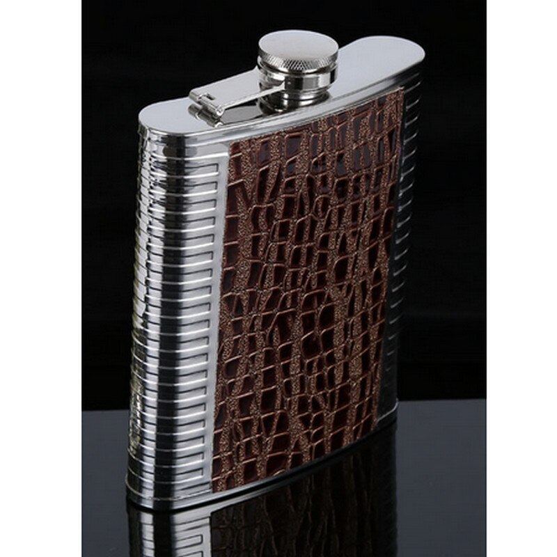 Hip Flask Wine Bottle 6-9OZ Stainless Steel Liquor Whiskey Alcohol Flask Cap Pocket Wine Bottle Liquor Screw Cap: Vertical stripes 8oz
