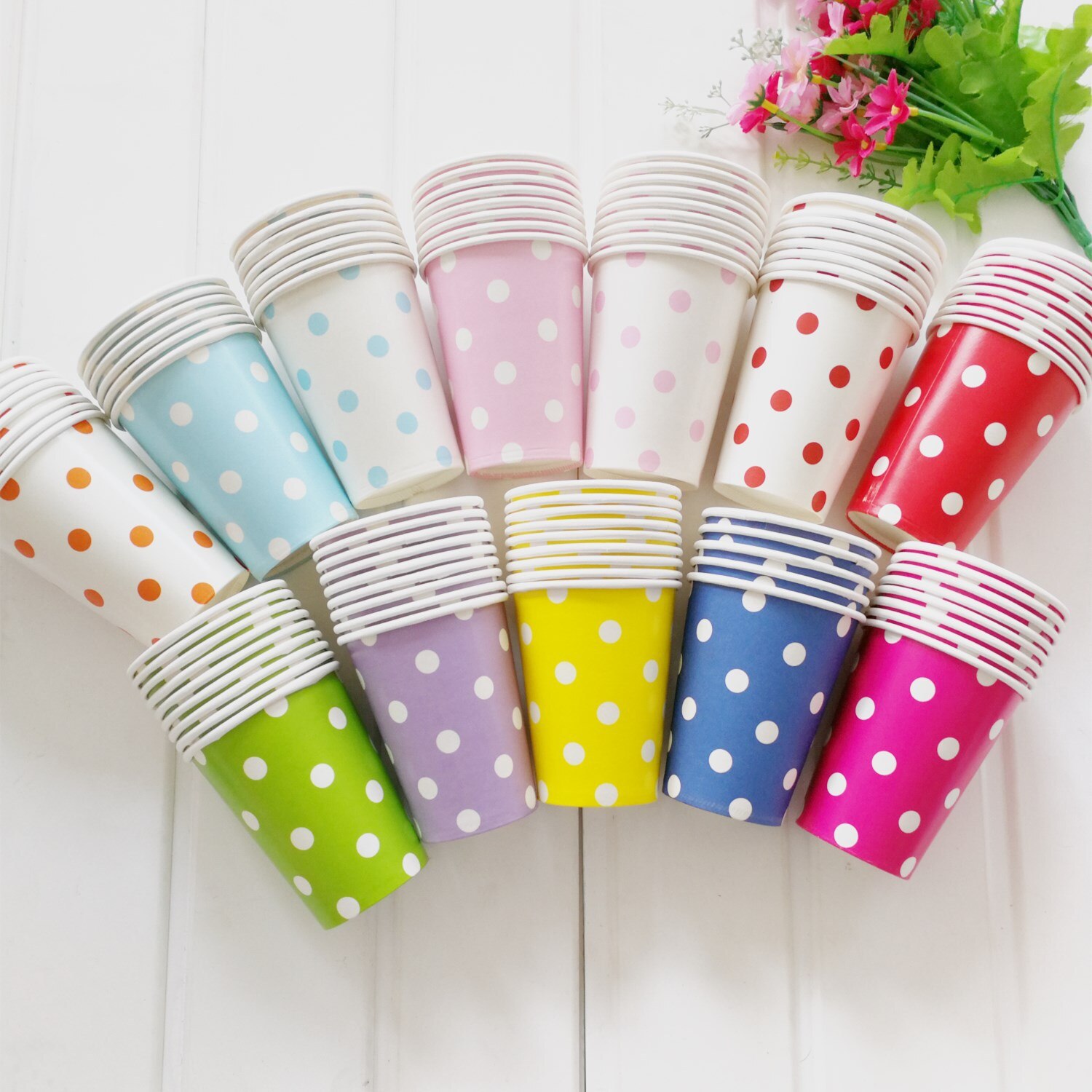 12pcs party polka dot paper cup disposable party paper cup wedding children birthday party supplies cold drink cup
