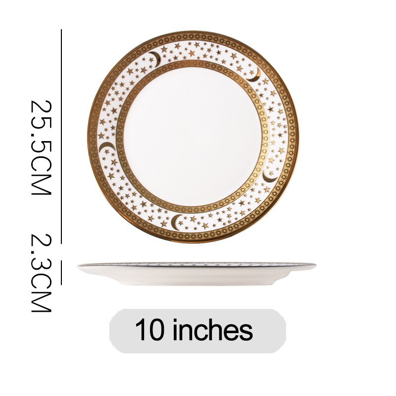 Keramik Gold platte Obst salat Sushi Nachtisch platte weihnachten platten und geschirr einstellen küche porzellan abendessen Geschirr setzt: B10 Zoll