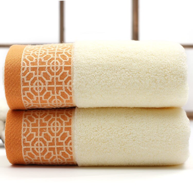 Ensemble de serviettes de bain en coton épais et absorbant, grande serviette de visage imprimée de style européen, 3 pièces, haut de gamme, offre spéciale: beige 2pcs towel