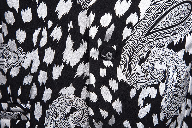 Mens Gold Silver Leopard Print Vest Paisley Flower Metallic Suit Waistcoat Male Prom Party Disco Dress Vest Tuxedo Gilet Homme