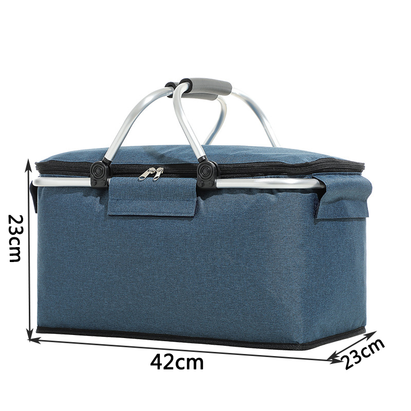 Vouwen Picknick Draagbare Ijs Mand Grote Capaciteit Isolatie Picknick Zak Fruit Warmte Isolatie Warmte Rame Waterdichte Voering Gezondheid: Navy-M