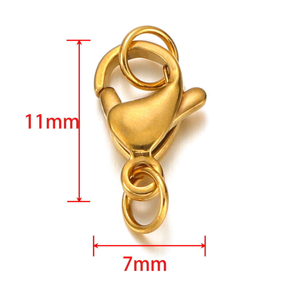 25 uds cierre de langosta de acero inoxidable con anillos de salto para cadena DIY collar pulsera joyería hacer hallazgos suministros conector: Azul