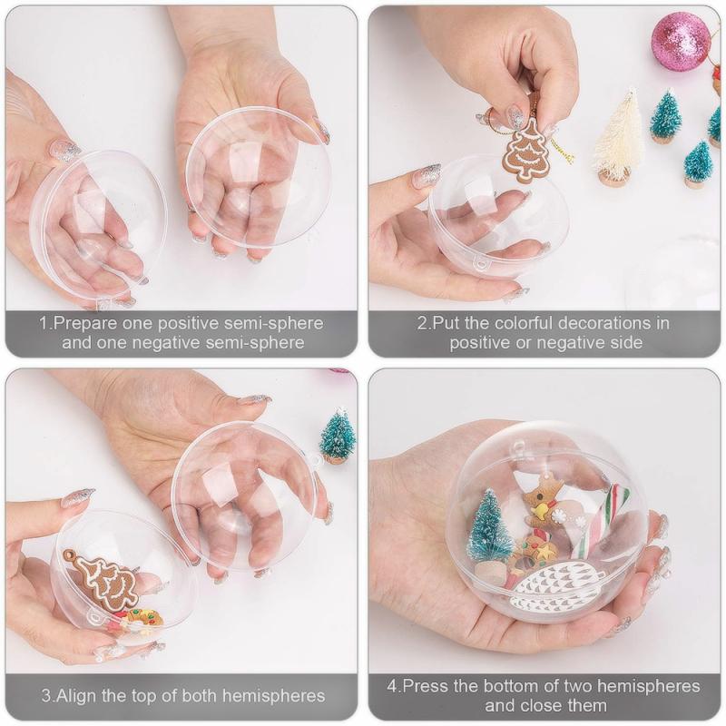 5 pièces en plastique Transparent boules de noël remplissable arbre de noël ornements Transparent boules rondes ornements pour arbre de noël décor à la maison