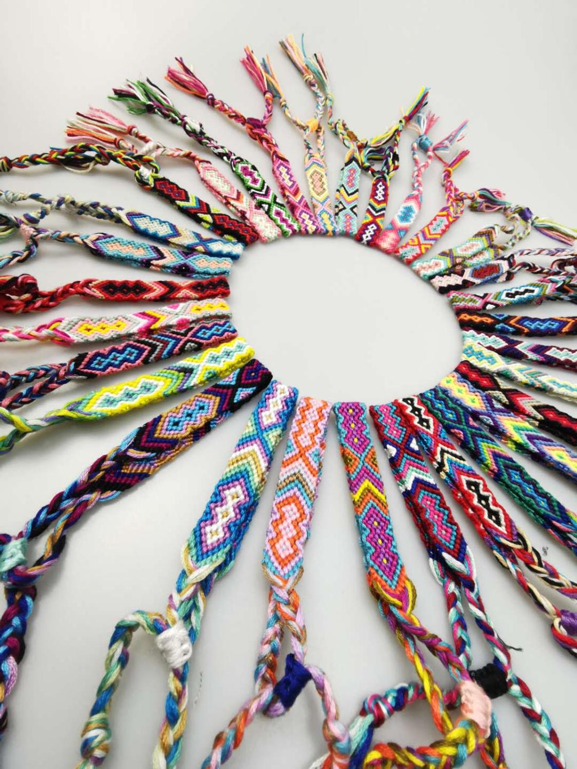 Boho Handwove di Amicizia Del Braccialetto Delle Donne Della Ragazza 100pz Casuale di colore Del Ricamo Stringa tutto'ingrosso Della Spiaggia di proprietà di Surf Gioielli Regalo