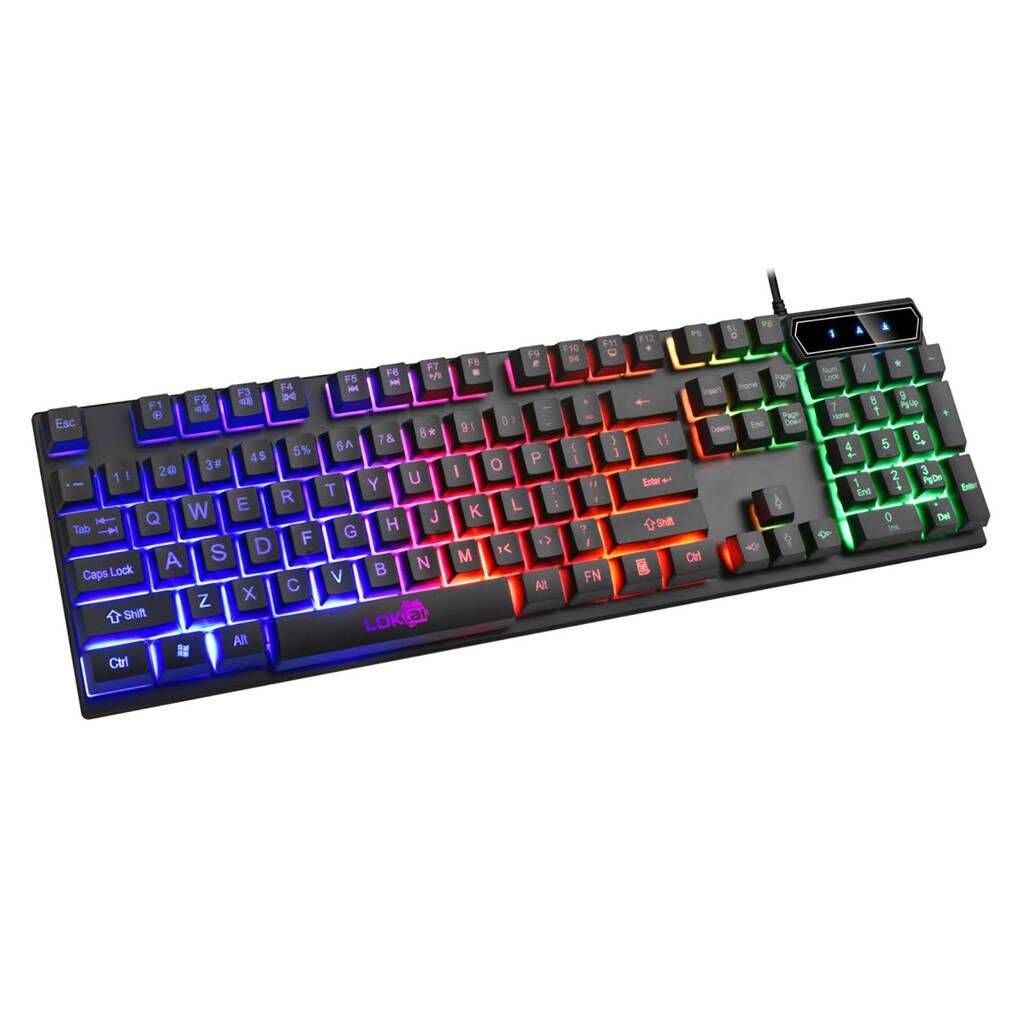 Waterproof Keyboard Backlight Effect Colorful Crack LED Illuminated Backlit USB Wired PC Rainbow Gaming Keyboard Gamer Accessori