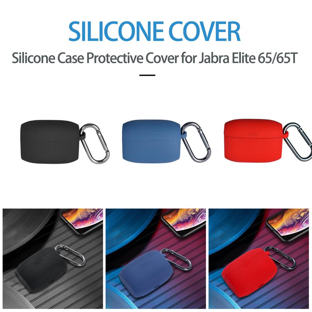 Earphone Case For Jabra Elite 65 T Wireless Sports Headset Silicone Protective Case Cover With Anti-Lost Hook Portable Cases