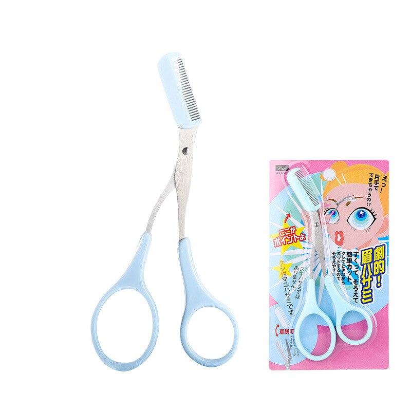 Wenkbrauw Make-Up Scheermes Wimper Haar Schaar Met Wenkbrauw Kam Clips Vormgeven Schoonheid Wenkbrauwen Professionele Wenkbrauw Trimmer: blue card