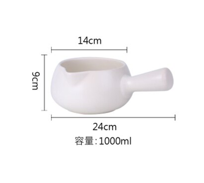 White milk pot non-stick high-profile small milk pot single small casserole small baby porridge ceramic milk pot: 1000ML-White