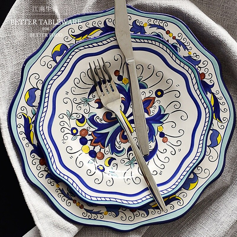 Vaisselle bohême maison de noël style européen ethnique douane série céramique plats occidentaux grandes assiettes
