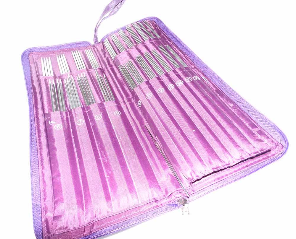 Stainless Knitting Needle Set 25cm 35cm Straight Needle Set 80cm Circular Needle Set Crochot Hooks DIY Knitted Tool Set PU Bag