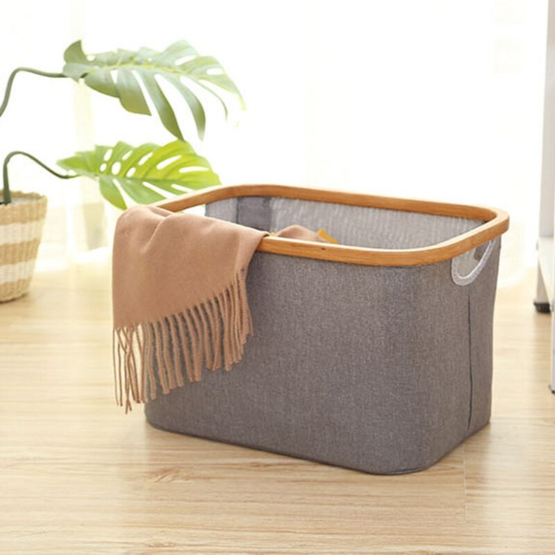 Bamboo Laundry Basket with Lid Hampers For Laundry Hamper with Handles Foldable Hamper Easily Transport Laundry,Grey