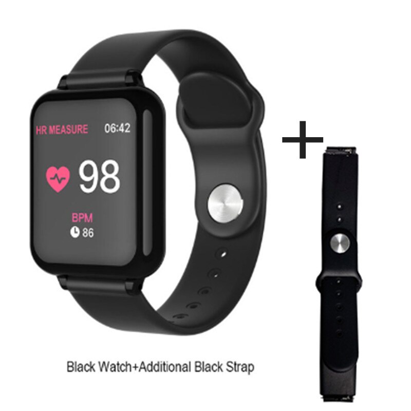 B57 tela colorida inteligente display freqüência cardíaca pressão arterial esportes pulseira ip67 à prova dip67 água informação push watch: bk-bk