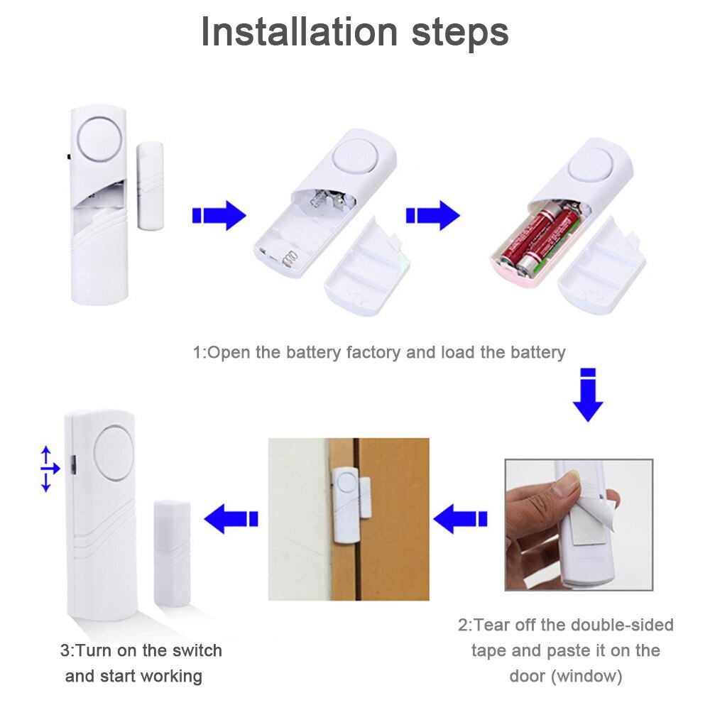 1pcs Smart Human Body Sensors Security Door And Window Alarm Wireless Home Window Door Entry Sensors White