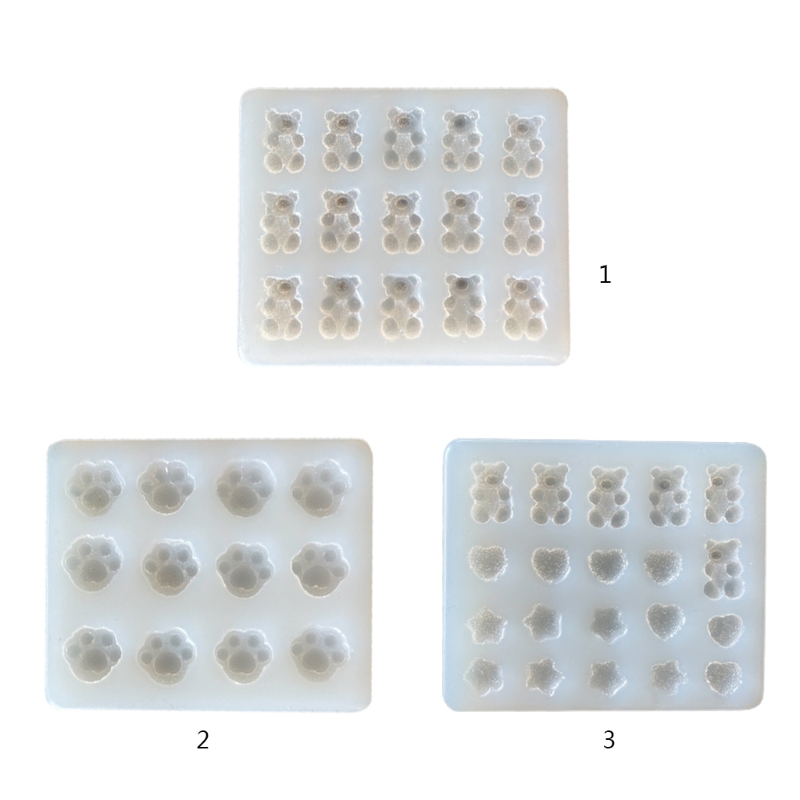 1pc/3 stück glänzende silikonformen, kleine bären-haarnadelform, diy-schlüsselanhänger-anhänger-schmuckformen aus epoxidharz