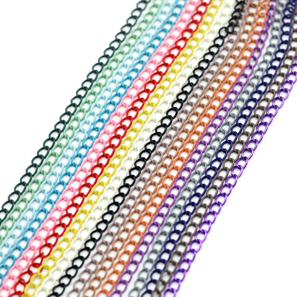 2 m/lot łańcuszki metalowe kolorowe łączenie łańcucha połączenie łańcucha rozszerzenie łańcucha dla DIY komponenty do wyrobu biżuterii styl boho