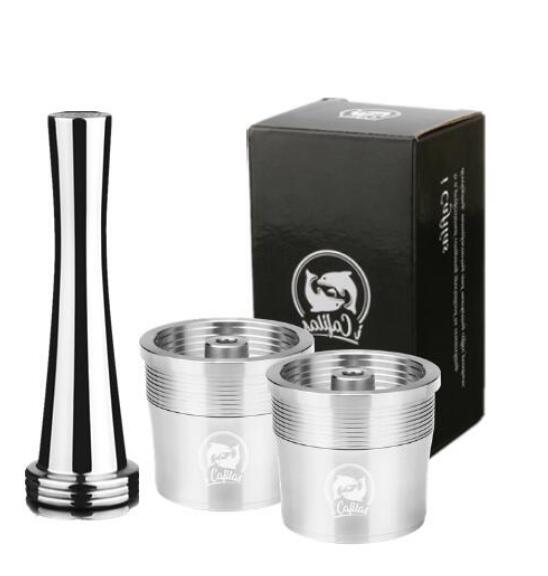Icafilas påfyllbart metallfilter för illy kaffemaskin café kapslar kopp metall rostfritt stål återanvändbara kaffekorgar kapslar: 2 kapslar 1 manipulering