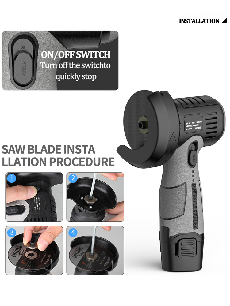 Minivinkelslip mini uppladdningsbar skärmaskin för hushåll polermaskin elektrisk handslip polering