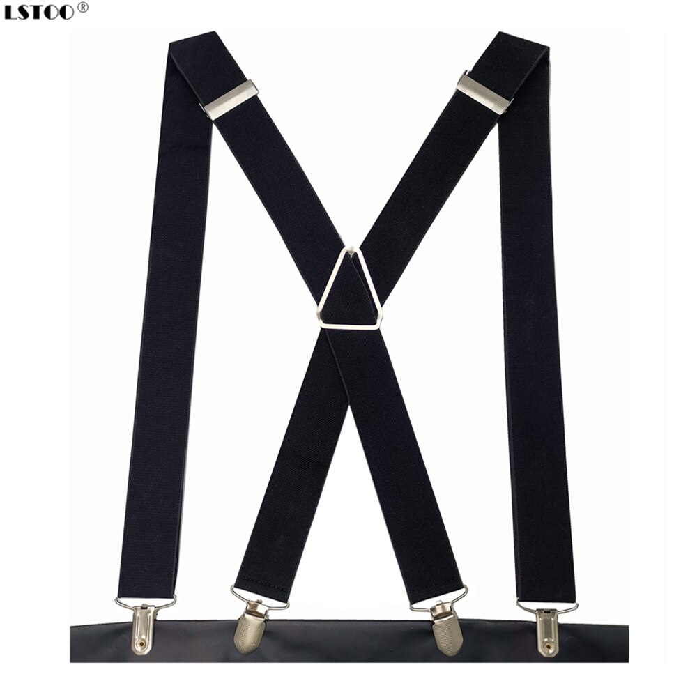 Solid Color Unisex Adult Suspenders Men XXL Large Size 3.5 cm Wide Adjustable Elastic 4 Clips X Back Women Trousers Braces Party
