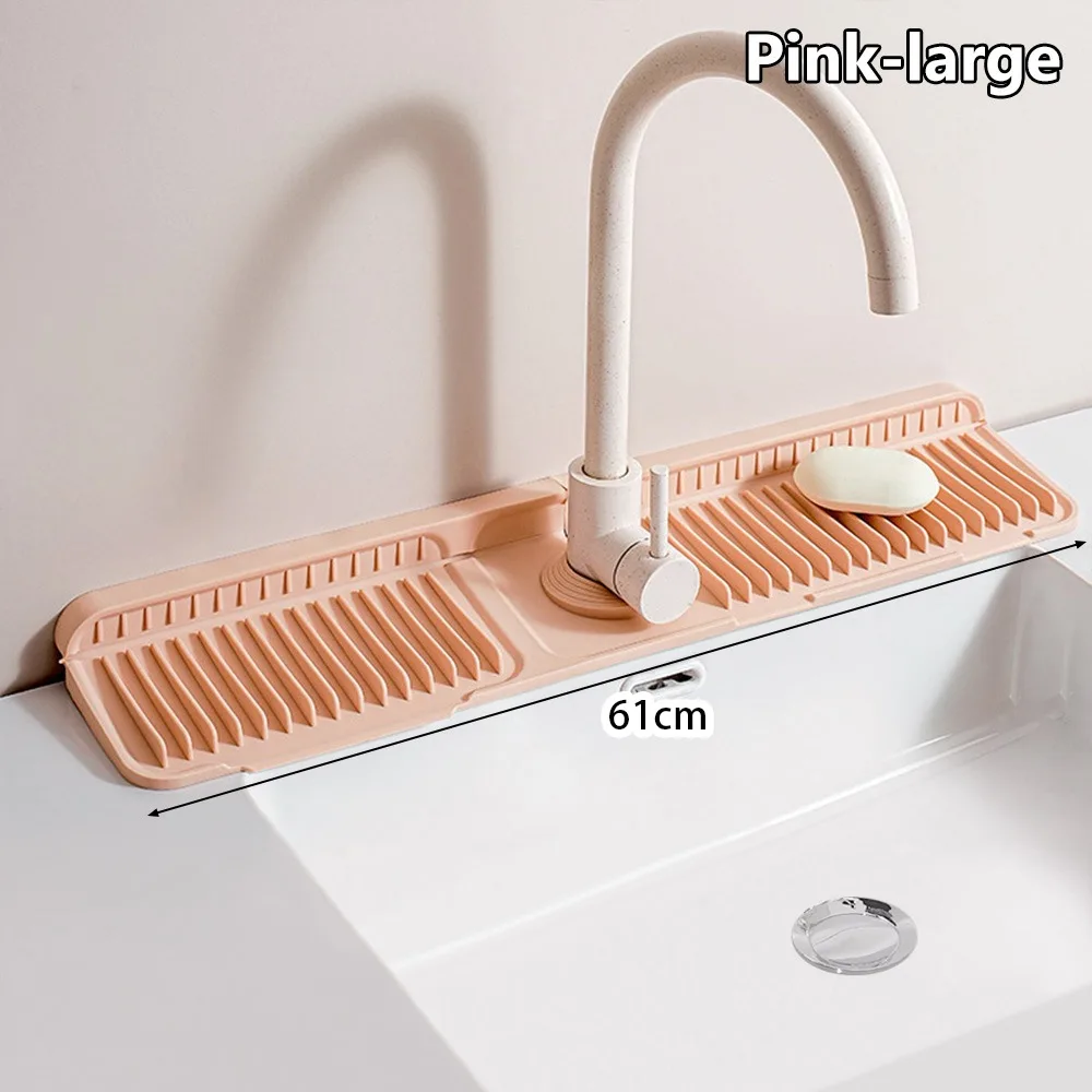 1Pcs Drying Pad Faucet Mat Countertop Protector Water-absorbent Draining Mat Silicone Wear Resistant Quick-drying Sink Mat: Rose