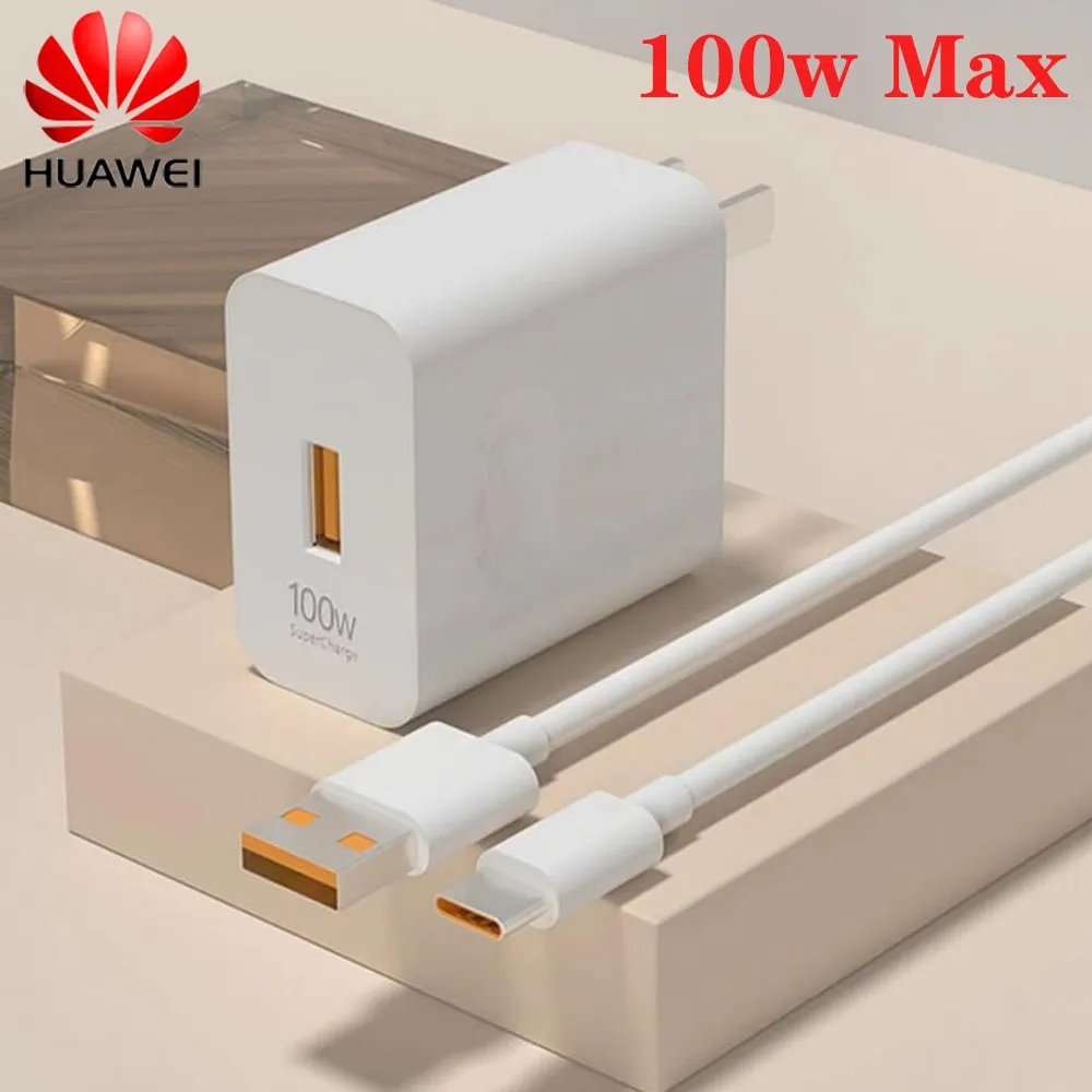 Original 100W HUAWEI SupeCharge EU US Plug 6A Quick USB Type C CableFor HUAWEI Mate X3 50E 40 P60 P50 Nova 10 9 8 Pro SE Tablet