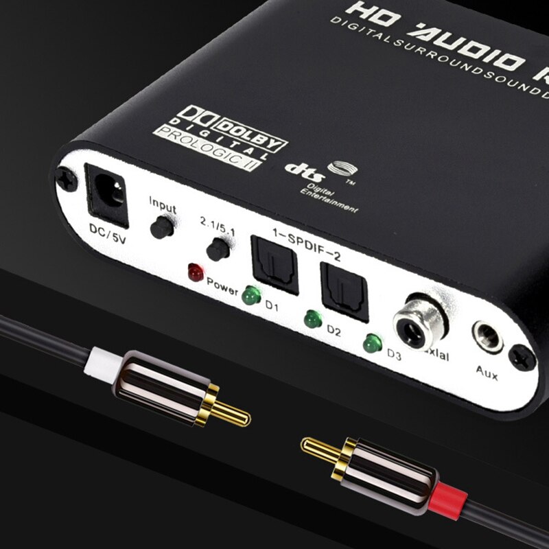 Audio Decoder,Digital Optical Coaxial To Analog Audio Converter 5.1 Audio Decoder AC3 Optical Digital Amplifier