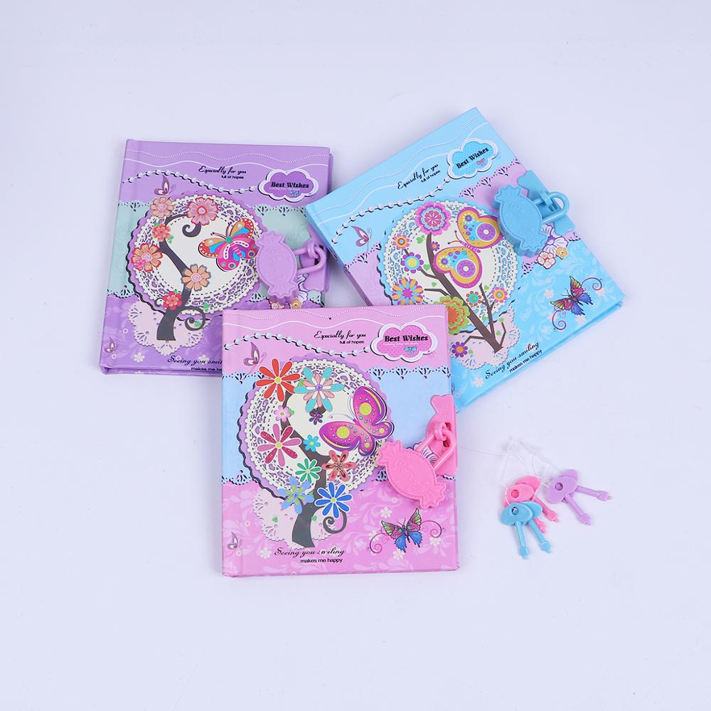 children's Hard Copybook kawaii password notebook student diary can lock Mini notepad cartoon random color 1pc