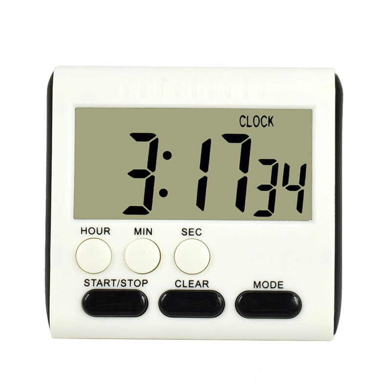 Home Kitchen LCD Large Display Countdown Timer Electronic Digital Reminder Hour Minute Second Count Up/Down Clock Loud Alarm: Black