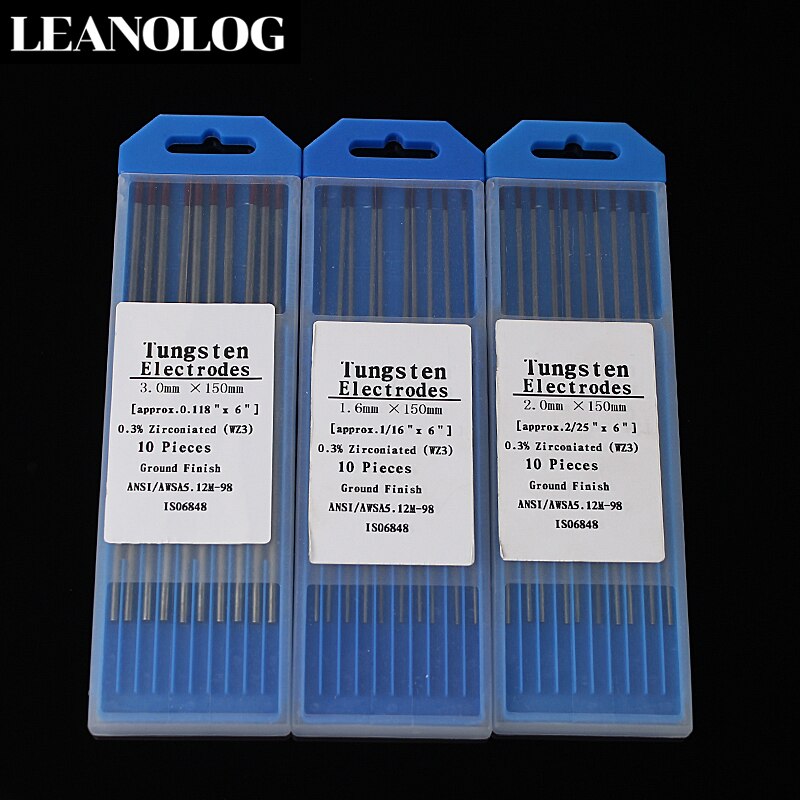 Varilla Tig de electrodo de tungsteno WZ3, 1,0/1,6/2,0/2,4/3,0/3,2/4,0 MM x 150mm(6 "), cabeza marrón, varilla de soldadura de electrodo de tungsteno de 0.3% circonio