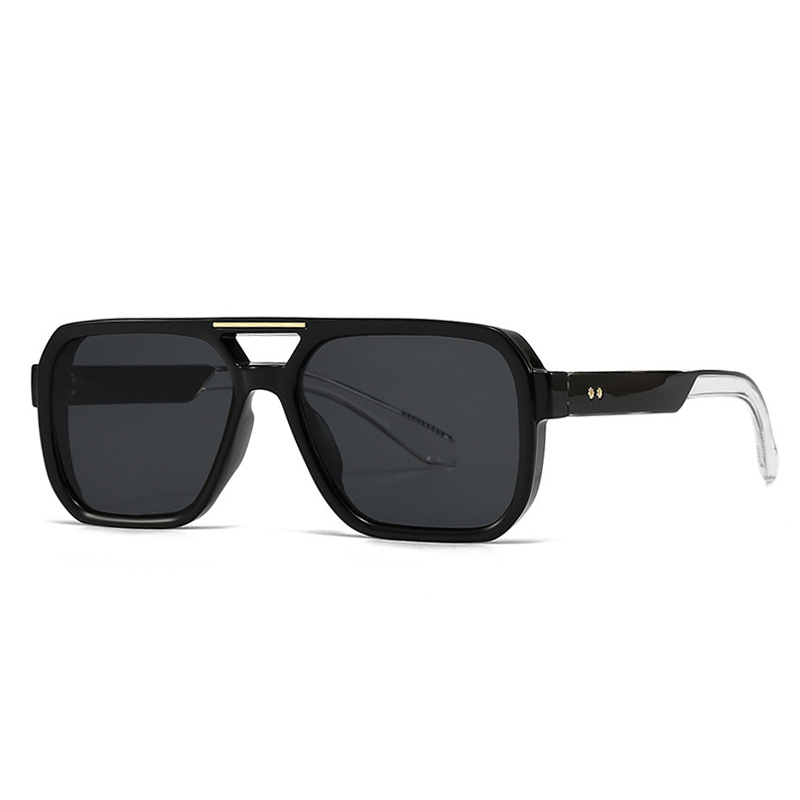SO & EI, gafas de sol cuadradas de doble puente a la para mujer, remaches Retro, tonos de té azul UV400, gafas de sol con gradiente para exteriores para hombre: Azul