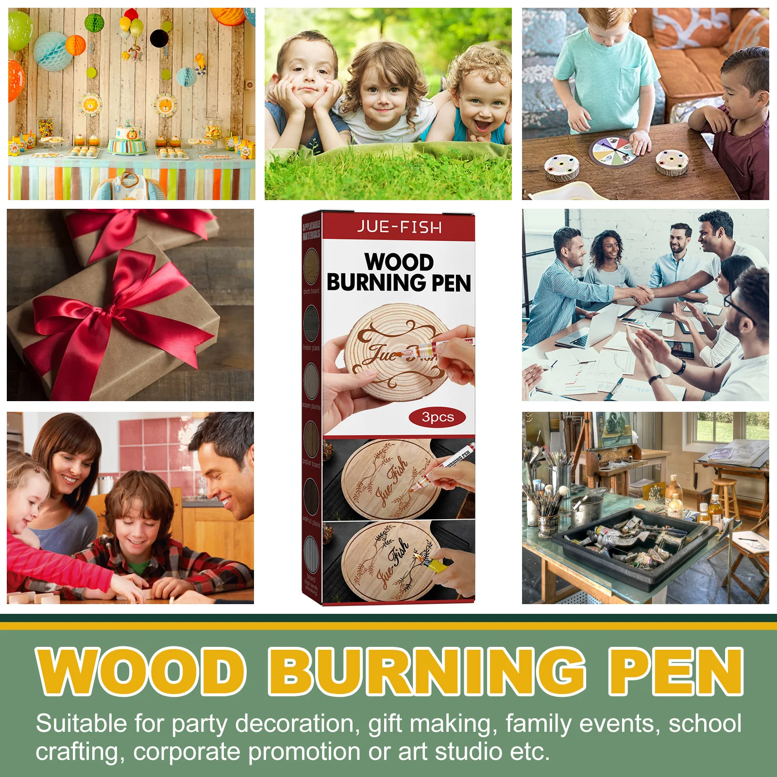 Rotuladores químicos para quemar madera, herramientas de pintura artística, pirograbado, caramelo, bricolaje, 3 piezas