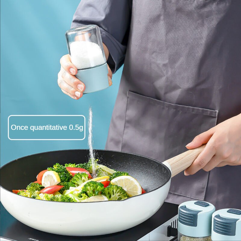 Botella de sal cuantitativa de 5g, frascos de vidrio para especias, suministros de cocina, condimentos, Salero y pimentero, Organizador