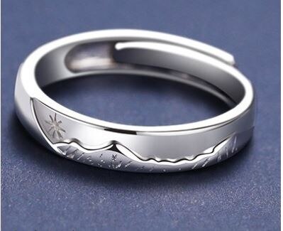 S925 Silver Plated White Gold Mountain Alliance Couple Ring 265: boy
