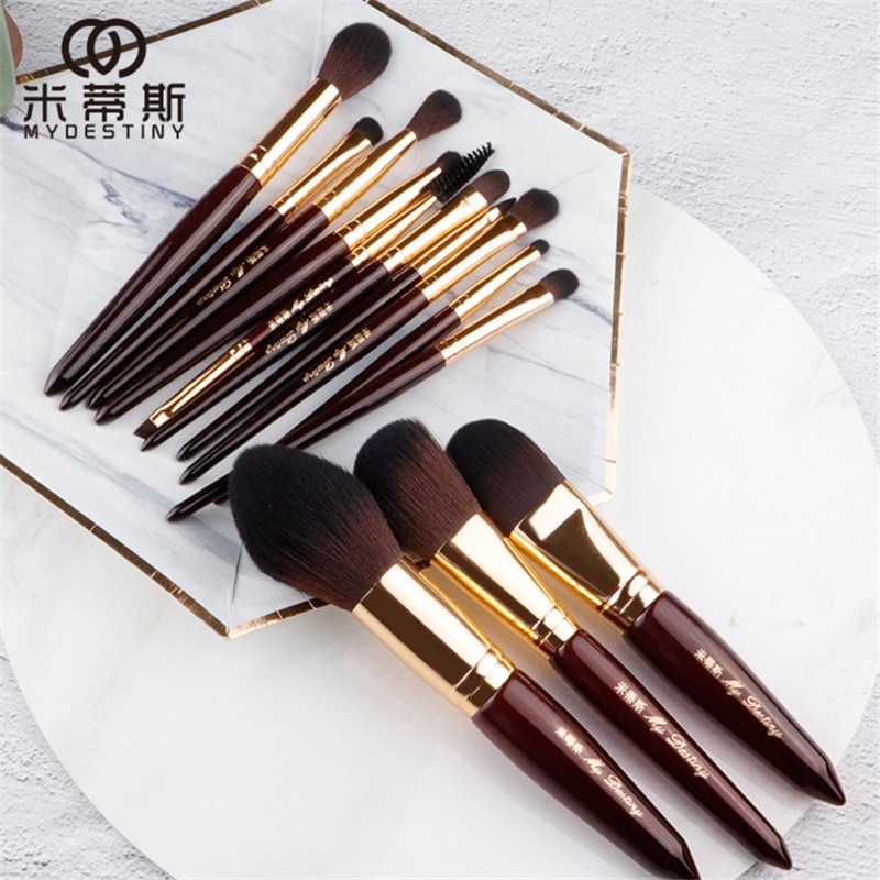 Juego de brochas de maquillaje de gama alta 13 Uds brocha para base y polvos sombra de ojos pincel de labios cepillo de base plana Kit de herramientas cosméticas de