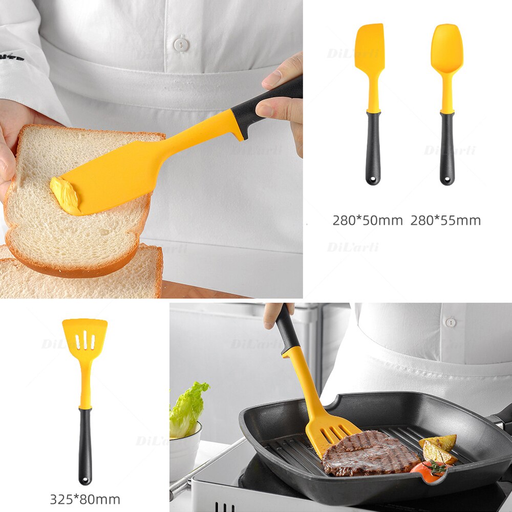 Silicone Kitchenware Set Kitchen Utensils Kit Avoid Contact Countertop Support Cooking Shovel Spoon 11 Pcs Set