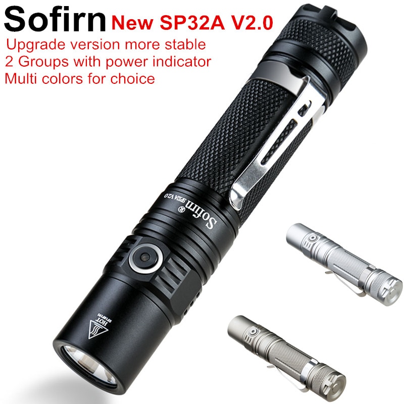 Sofirn SP32A V2.0 Powerful LED Flashlight 18650 High Power 1300lm Cree XPL2 Torch Light 2 Groups With Ramping Indicator Lamp