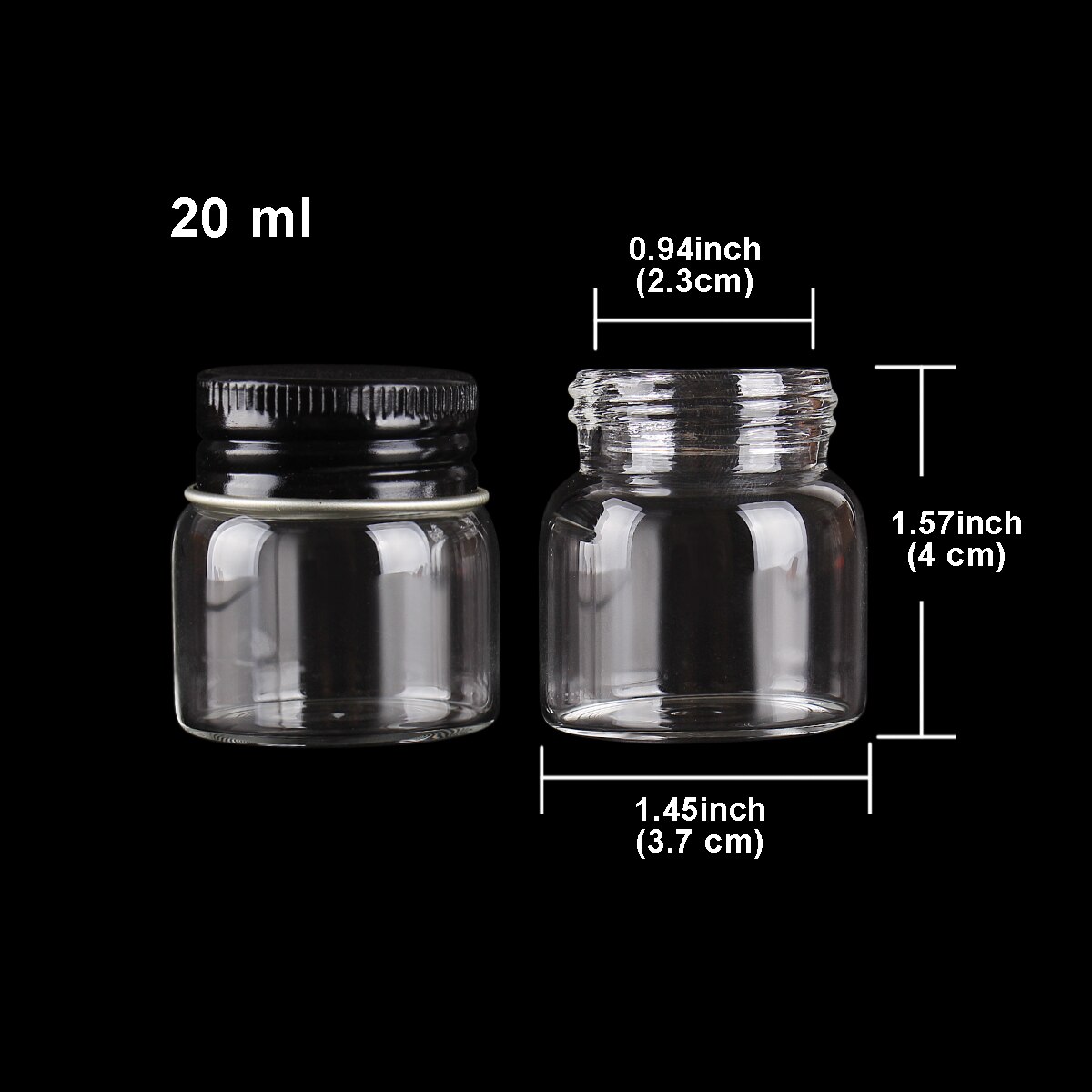 20ml 50ml 65ml 90ml Glass Bottles with Black Alumi... – Vicedeal
