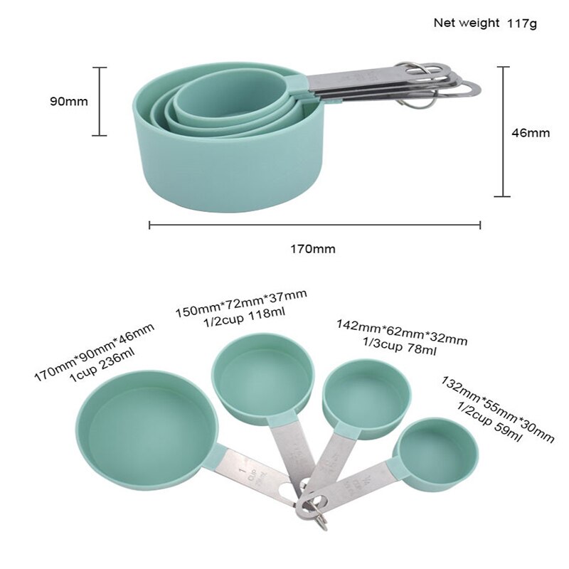 4Pcs/8Pcs Messbecher und Löffel Mehrzweck Löffel Tasse Messung Werkzeug Backen Zubehör Edelstahl Griff Küche gadget