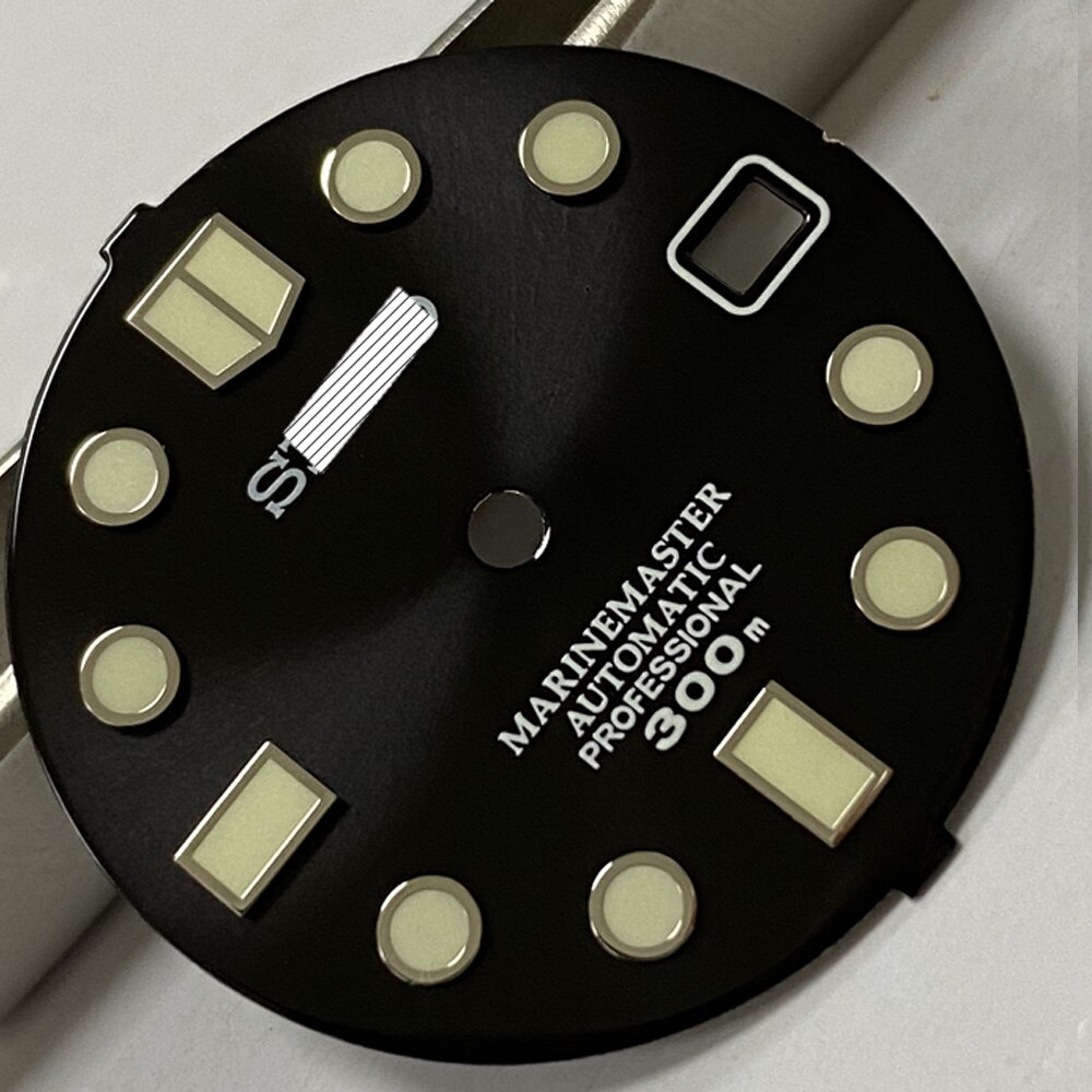 Horloge Onderdelen 28.5Mm Zwart/Green Dial Luminous Marks Duikhorloge Wijzerplaat Geschikt Voor NH35 Automatische Beweging