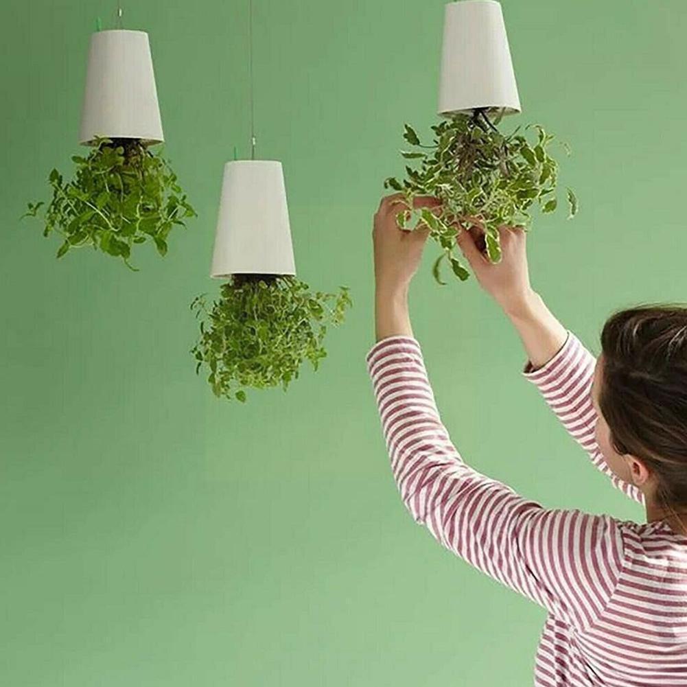Inverted Sky Garden Hanging Pot Upside Down Planter Flowerpot 360-Degree Rotation Storage Garden Flower Pots Basket Plastic J8K6