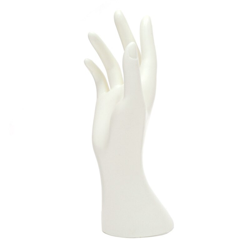 23 cmx 23cm mannequin hånd finger hanske ringe armbånd armbånd smykker vise stativ holder: Hvit