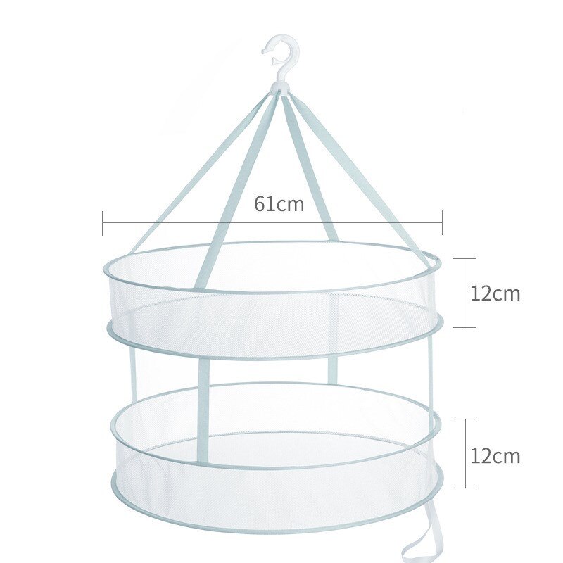 Clothes Drying Basket Household Sweater Drying Net Windproof Hanging Clothes Drying Net 3 Colors Double-layer Laundry Rack Mesh: Green Double-layer L