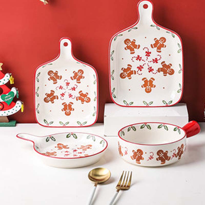 FANCITY Weihnachten lebkuchen mann käse gebacken reis backblech backofen haushalts kreative keramik geschirr Netz verrotten griff platte