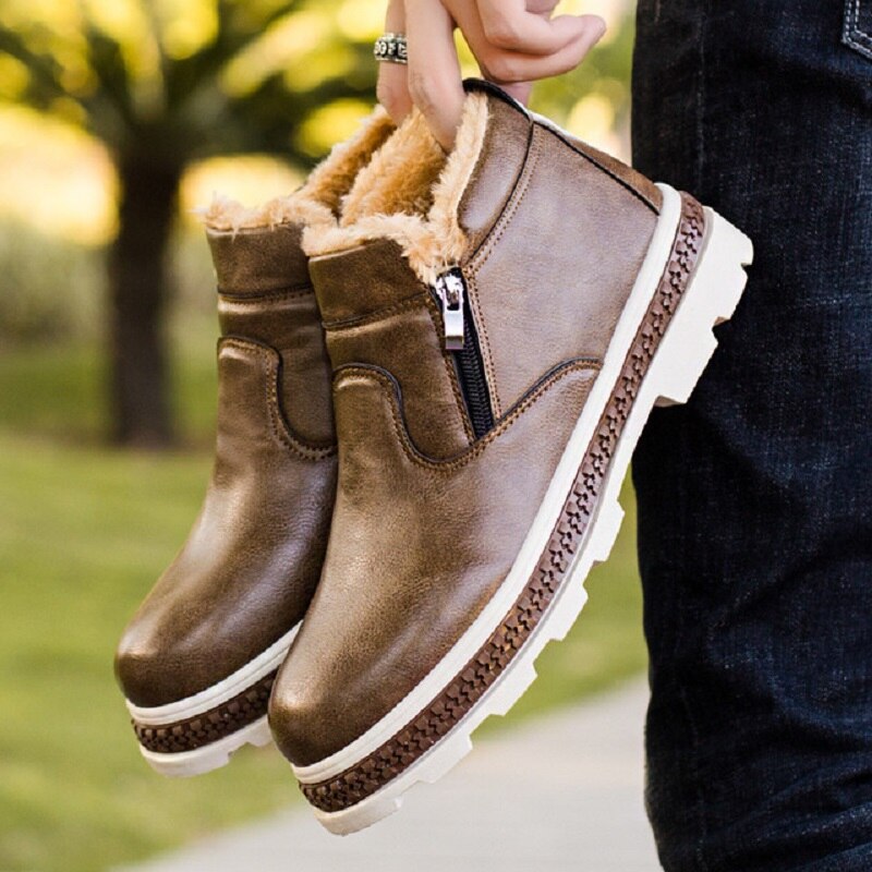 Martin boots heren winter fluwelen gevoerde warme sneeuwlaarzen outdoor tube tooling laarzen hoge laarzen