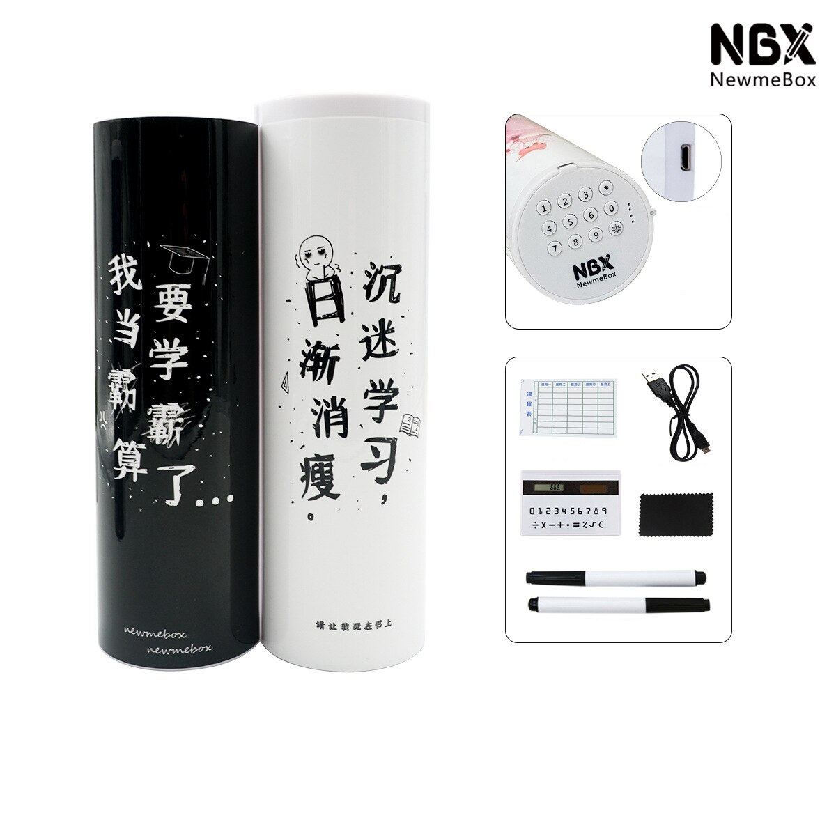 Pencil Case Kawaii Translucent Quicksand NBX Solar Calculator Pencil Box Estojo Escolar School Supplies Password Estuche Escolar: B