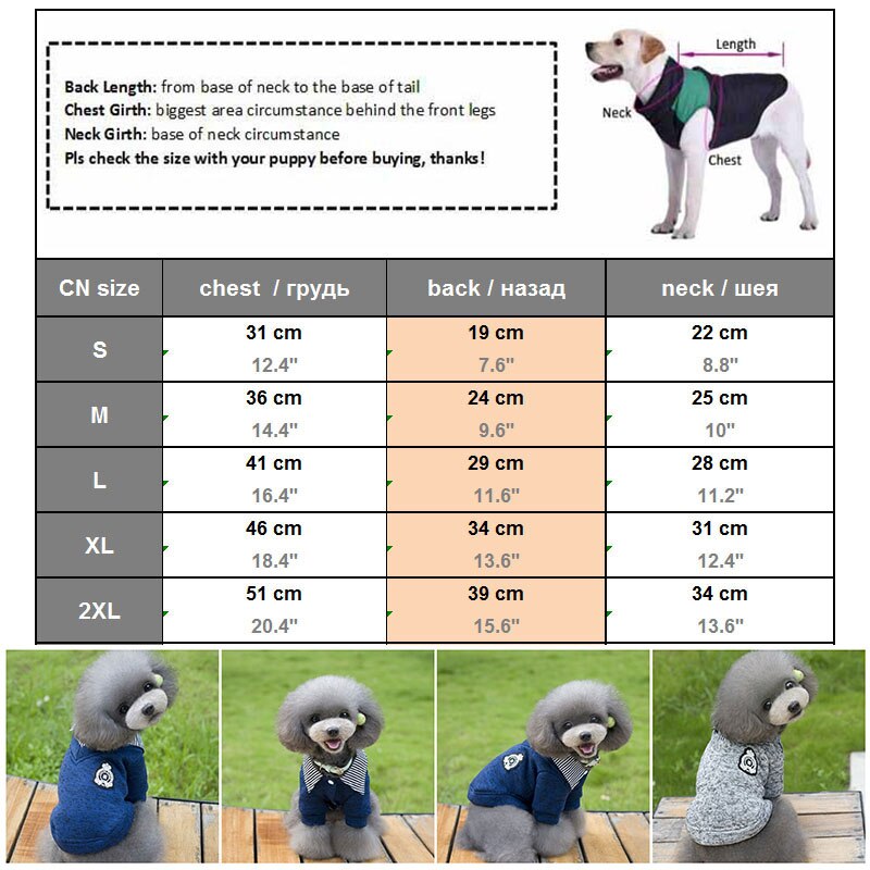 Warm Kleine Hond Kleding Puppy Dog Trui Revers Hoodies Kleding voor Honden en Katten in Herfst en Winter Sml XL 2XL